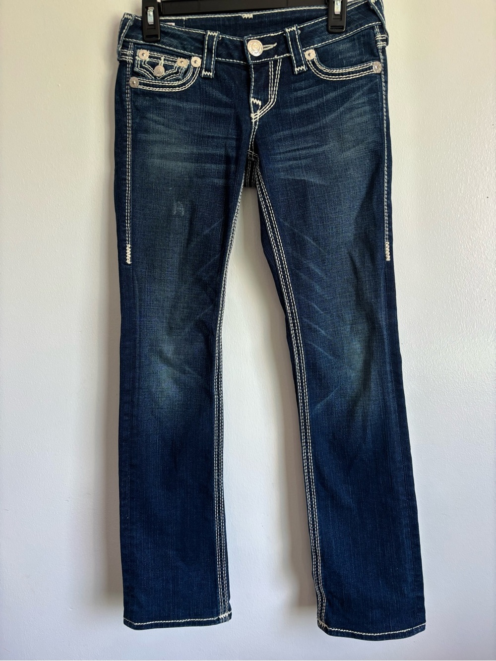 EUC True Religion Y2K Billi Big QT Boot Cut Jeans with White Stitching 26 - Picture 1 of 13